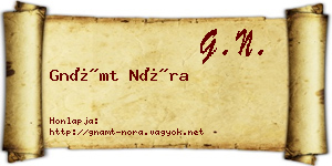 Gnámt Nóra névjegykártya
